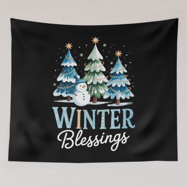 Item preview, Trees Christmas Snowman Winter Blessings Saying designed and sold by Turbotine.