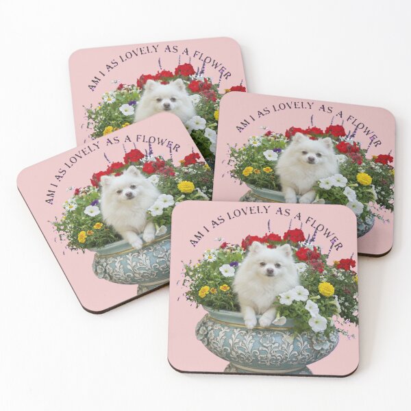 Item preview, Cute White Dog in Flower Pot – “Am I as Lovely as a Flower” designed and sold by DroolWorthyUS.