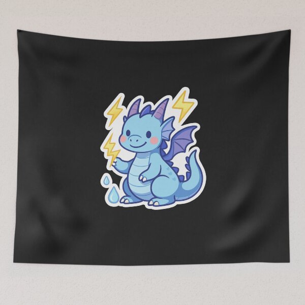 Item preview, Thunder Dragon – Cute Kawaii Blue Lightning Baby Dragon Sticker designed and sold by Sksticker991.