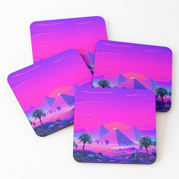 Item preview, Neon Pyramids Vaporwave Sunset Retro Aesthetic Art Print designed and sold by EllDAV777.