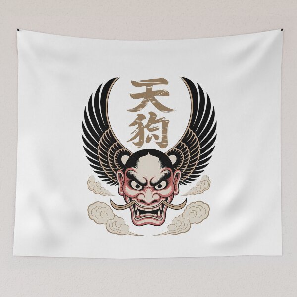 Item preview, Traditional Japanese Tengu Mask Folklore Art designed and sold by k3rstman1.