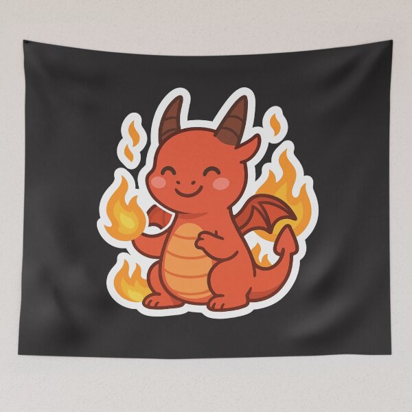 Item preview, Fire Dragon – Cute Kawaii Red Baby Dragon Sticker designed and sold by Sksticker991.