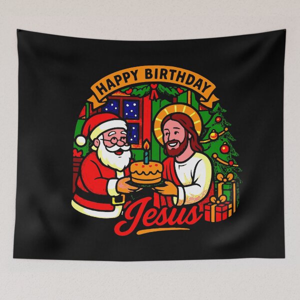 Item preview, Happy Birthday Jesus Santa Claus Birthday Cake designed and sold by plushism.