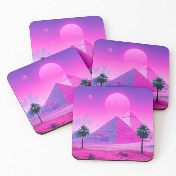 Item preview, Vaporwave Pyramids Pink Aesthetic Synthwave Wall Art designed and sold by EllDAV777.