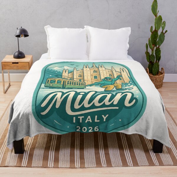 Item preview, Milan Italy Snowboarder and Duomo Winter Scene designed and sold by Places On Earth.