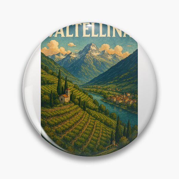 Item preview,  Valtellina Italy Vineyard Terraces and Alpine River View designed and sold by Places On Earth.