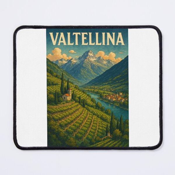 Item preview,  Valtellina Italy Vineyard Terraces and Alpine River View designed and sold by Places On Earth.