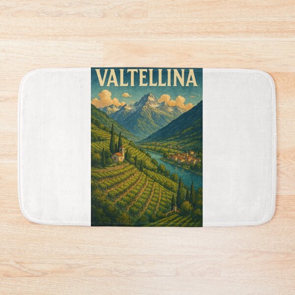 Item preview, Valtellina Italy Vineyard Terraces and Alpine River View designed and sold by Places On Earth.