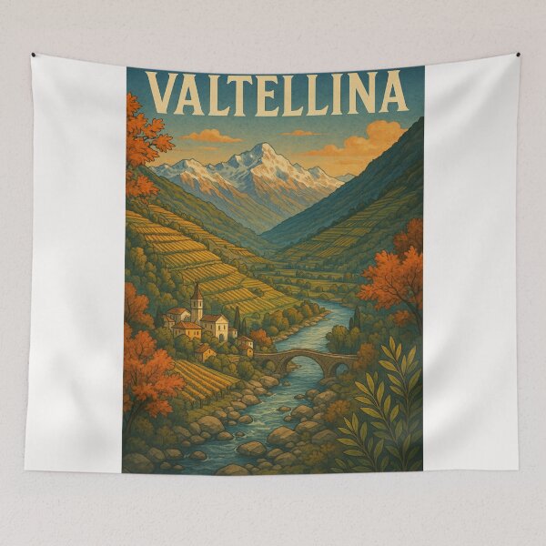 Item preview,  Valtellina Italy Autumn Landscape with Alpine River designed and sold by Places On Earth.