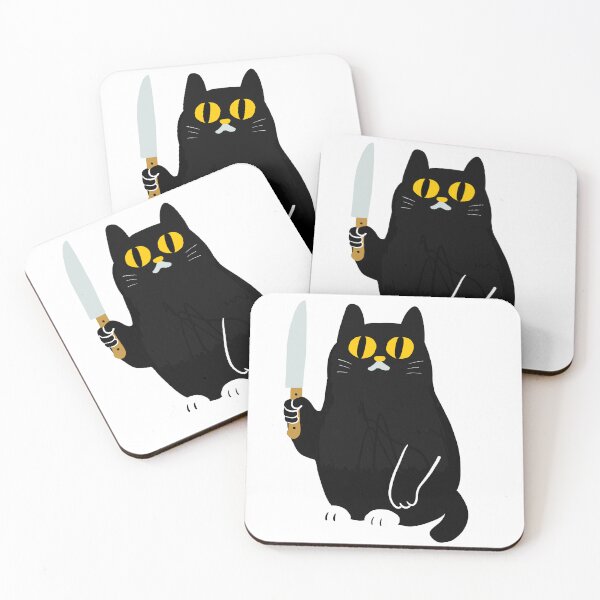 Item preview, Cute Cat Holding Knife Illustration designed and sold by monliproject.