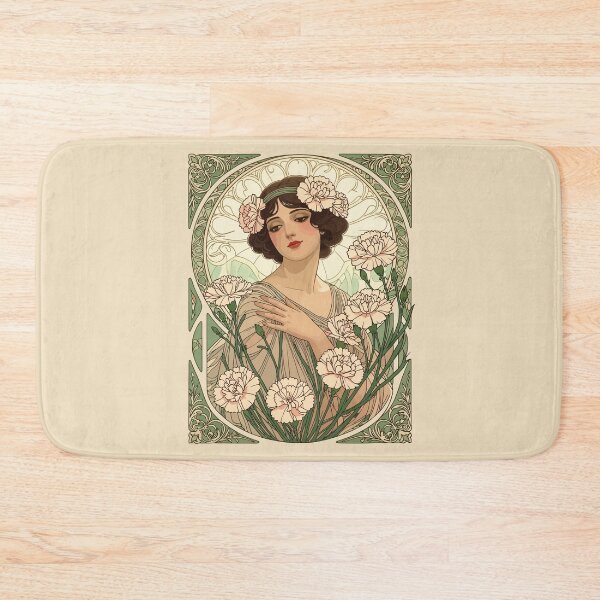 Item preview, January Birth Flower Pink Dianthus Art Nouveau Style designed and sold by taiche.
