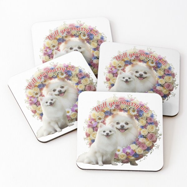 Item preview, Romantic Proposal Dogs with Floral Wreath – “Will You Marry Me” designed and sold by DroolWorthyUS.