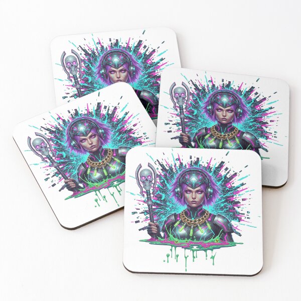 Item preview,  Cyberpunk sorceress with neon glitch and toxic sludge. designed and sold by newvisionart191.