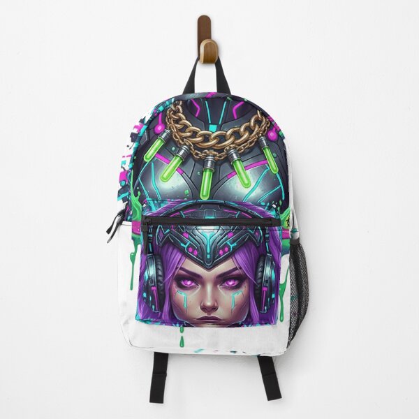 Item preview, Cyberpunk sorceress with neon glitch and toxic sludge. designed and sold by newvisionart191.