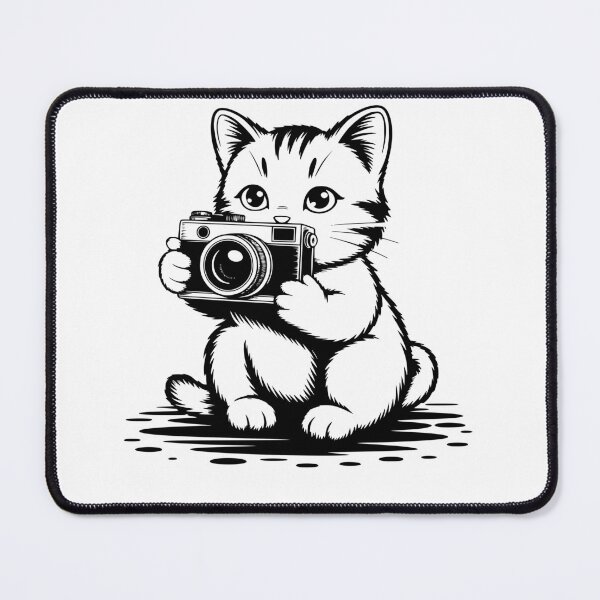 Item preview, Cat Photographer – Minimalist Black & White Art for Quiet Souls designed and sold by HappySproutArt.
