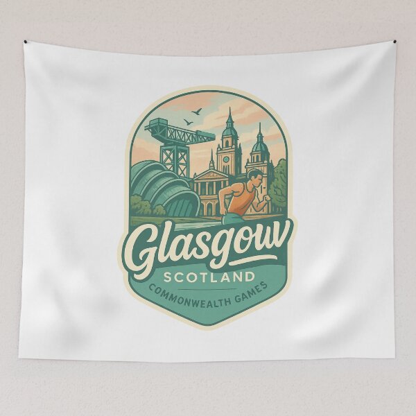 Item preview,  Glasgow Scotland Commonwealth Games with Historic Skyline designed and sold by Aryabek.