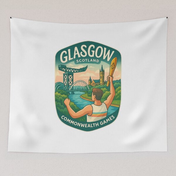Item preview,  Glasgow Scotland Torch Relay with Iconic Landmarks designed and sold by Aryabek.