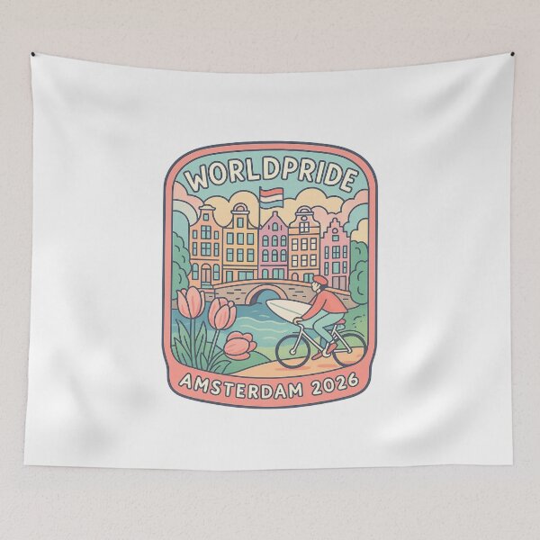 Item preview,  Amsterdam WorldPride 2026 with Tulips and Dutch Canal View designed and sold by Aryabek.