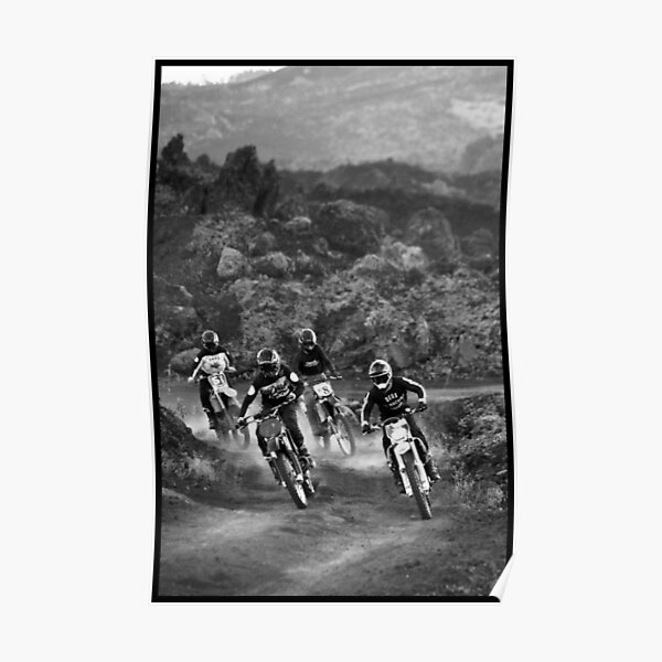 Motocross Black and White Poster