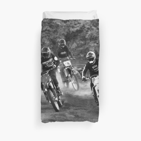 Motocross Black and White Duvet Cover