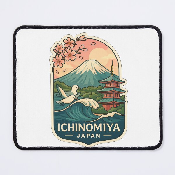 Item preview,  Ichinomiya Japan with Mt. Fuji and Traditional Pagoda designed and sold by Aryabek.