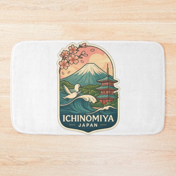 Item preview,  Ichinomiya Japan with Mt. Fuji and Traditional Pagoda designed and sold by Aryabek.