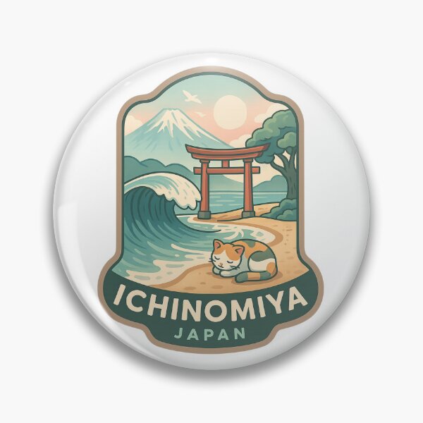 Item preview,  Ichinomiya Japan Seaside Scene with Torii Gate and Cat designed and sold by Aryabek.