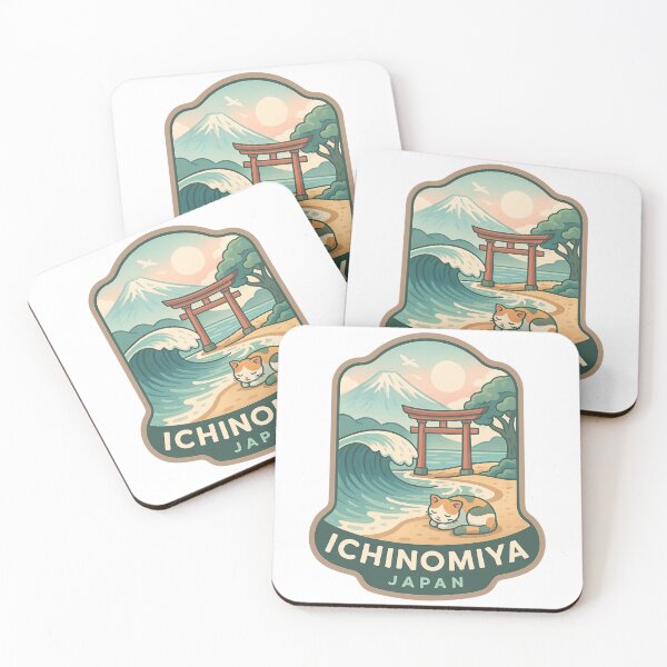 Item preview,  Ichinomiya Japan Seaside Scene with Torii Gate and Cat designed and sold by Aryabek.