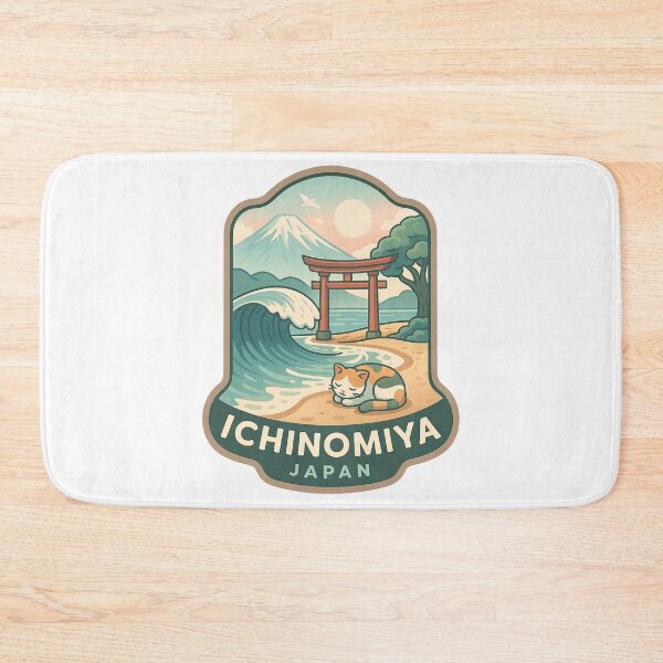 Item preview,  Ichinomiya Japan Seaside Scene with Torii Gate and Cat designed and sold by Aryabek.