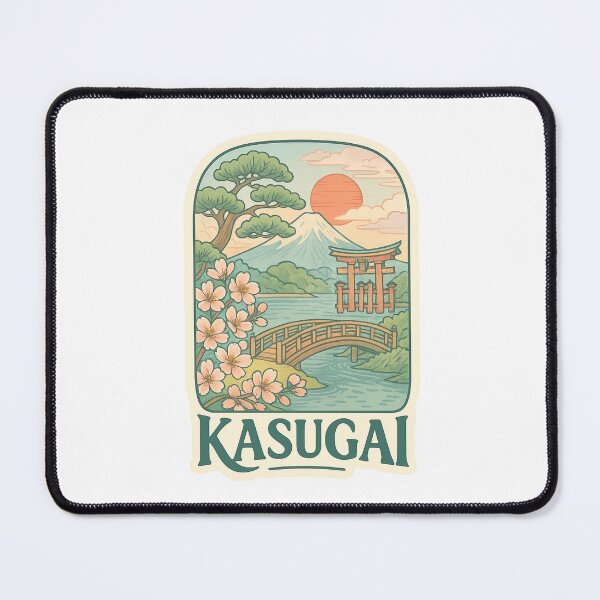 Item preview, Kasugai Japan Bridge View with Sakura and Mount Fuji designed and sold by Aryabek.