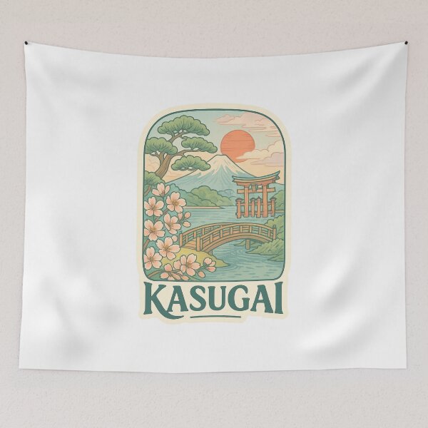 Item preview,  Kasugai Japan Bridge View with Sakura and Mount Fuji designed and sold by Aryabek.
