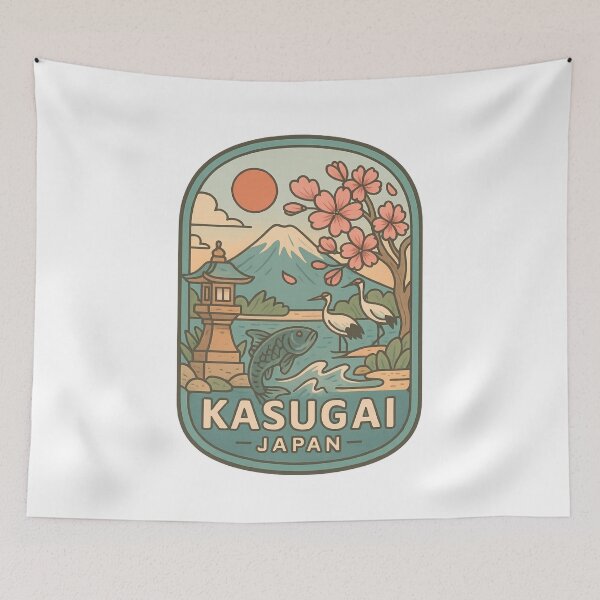 Item preview,  Kasugai Japan Nature Scene with Cranes and Lantern designed and sold by Aryabek.