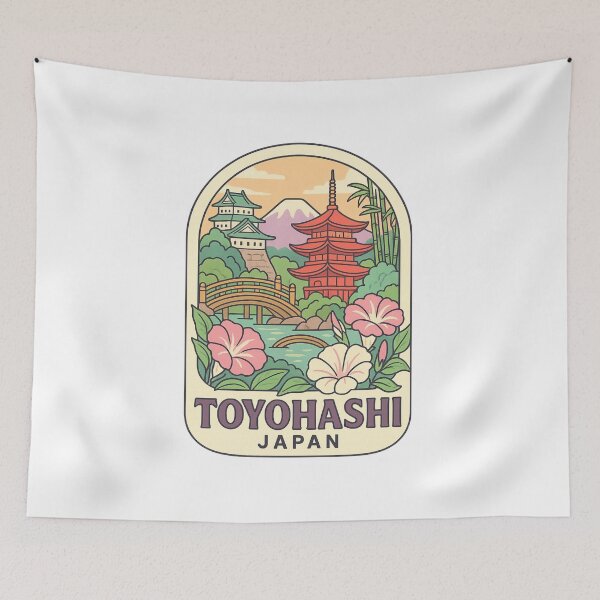 Item preview,  Toyohashi Japan Garden Scene with Pagoda and Castle designed and sold by Aryabek.