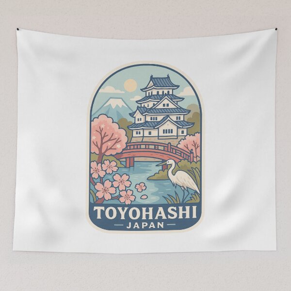 Item preview,  Toyohashi Japan Castle Scene with Sakura and Heron designed and sold by Aryabek.