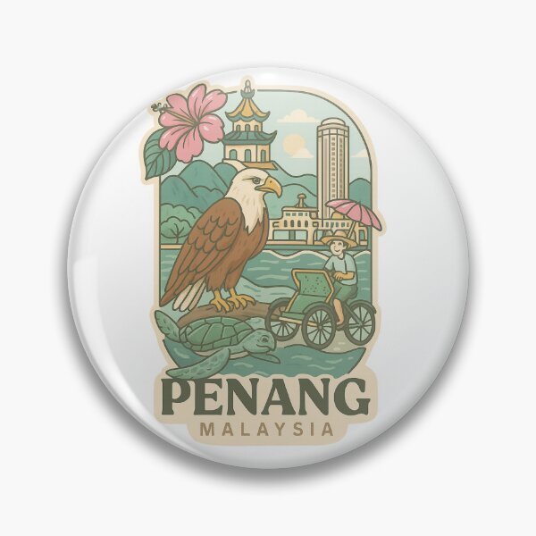 Item preview,  Penang Malaysia Seaside Heritage with Eagle and Trishaw designed and sold by Aryabek.