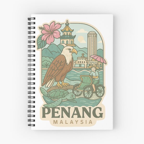 Item preview,  Penang Malaysia Seaside Heritage with Eagle and Trishaw designed and sold by Aryabek.