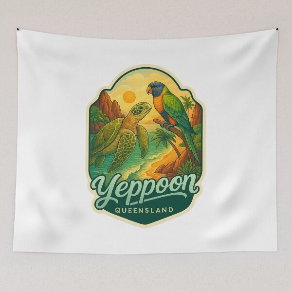 Item preview,  Yeppoon Queensland with Lorikeet and Sea Turtle designed and sold by Aryabek.