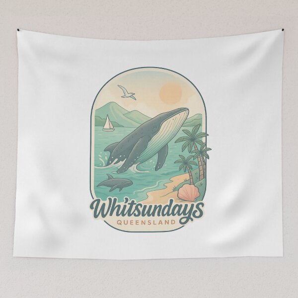 Item preview,  Whitsundays Queensland with Humpback Whale and Coastline designed and sold by Aryabek.