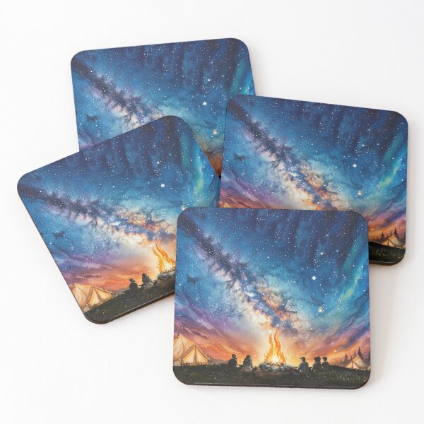 Item preview, Starry Night Campfire – Watercolor Galaxy Landscape designed and sold by Grind107.