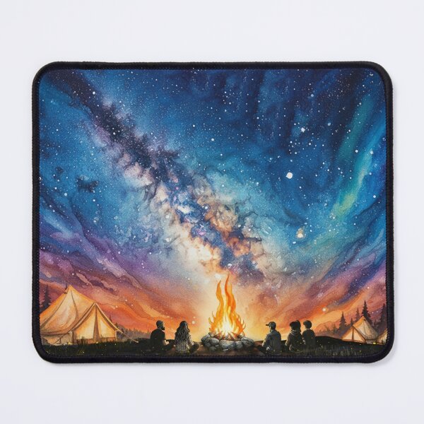 Item preview, Starry Night Campfire – Watercolor Galaxy Landscape designed and sold by Grind107.