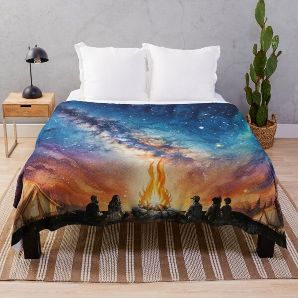 Item preview, Starry Night Campfire – Watercolor Galaxy Landscape designed and sold by Grind107.