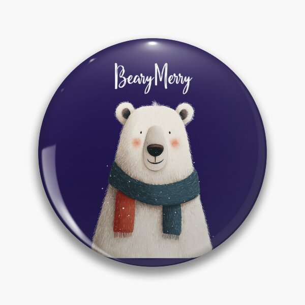 Item preview, Bear-y Merry – Cute Christmas bear with scarf and snowflakes designed and sold by Meiersbeste.