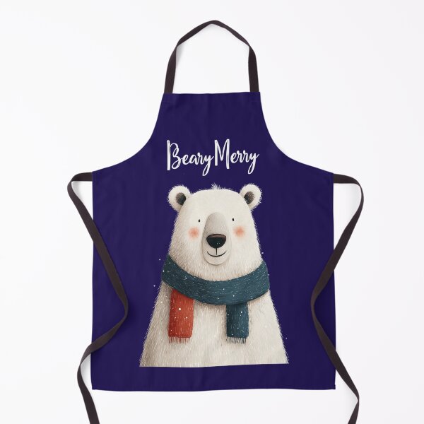 Item preview, Bear-y Merry – Cute Christmas bear with scarf and snowflakes designed and sold by Meiersbeste.