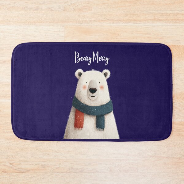 Item preview, Bear-y Merry – Cute Christmas bear with scarf and snowflakes designed and sold by Meiersbeste.