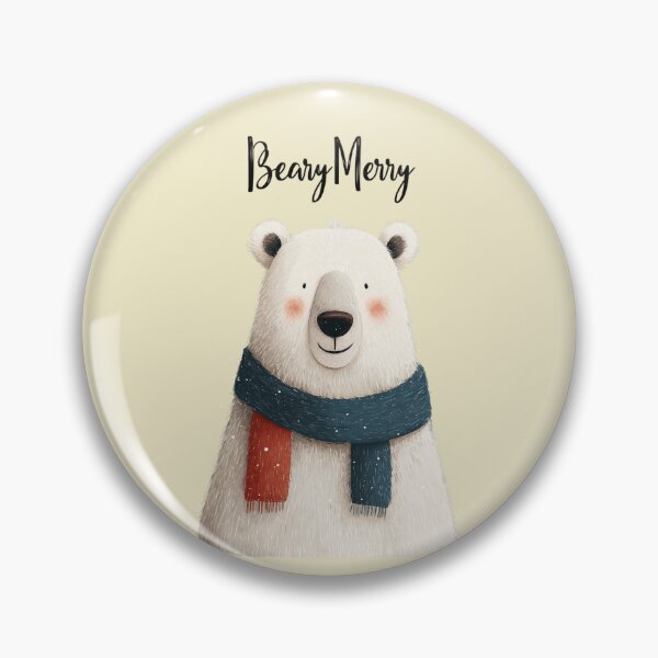 Item preview, Bear-y Merry – Cute Christmas bear with scarf and snowflakes for light-colored products designed and sold by Meiersbeste.