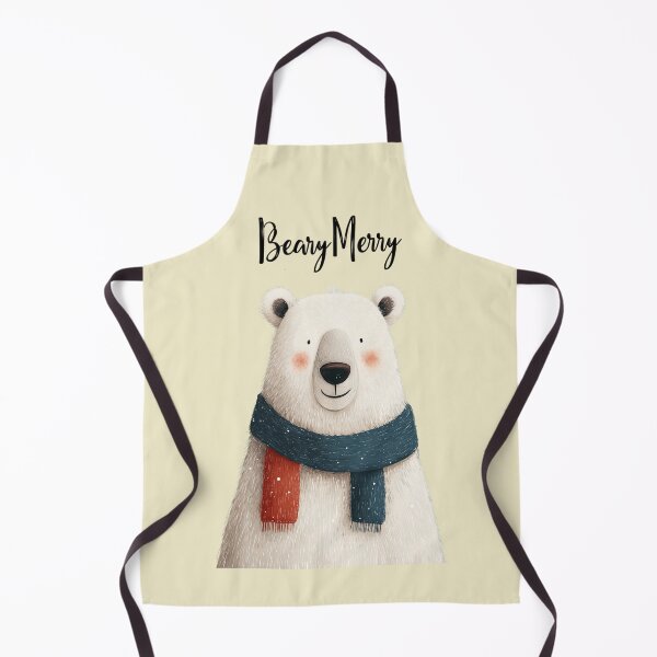 Item preview, Bear-y Merry – Cute Christmas bear with scarf and snowflakes for light-colored products designed and sold by Meiersbeste.
