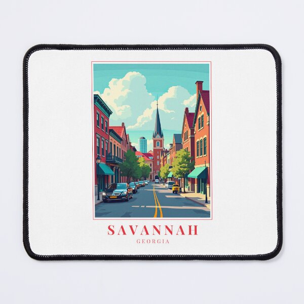 Item preview, Savannah Georgia Illustration – Historic Squares, Spanish Moss & Cultural Cityscape designed and sold by MapMyMiles.