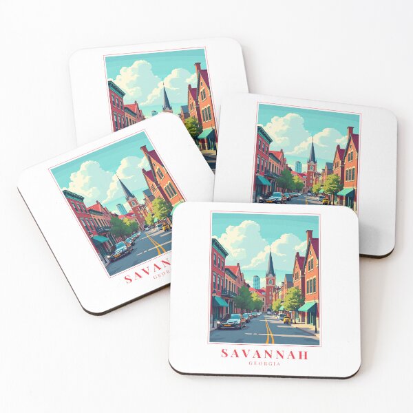 Item preview, Savannah Georgia Illustration – Historic Squares, Spanish Moss & Cultural Cityscape designed and sold by MapMyMiles.