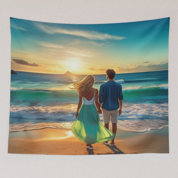 Item preview, Young couple in love looking at sunset designed and sold by Photopat.