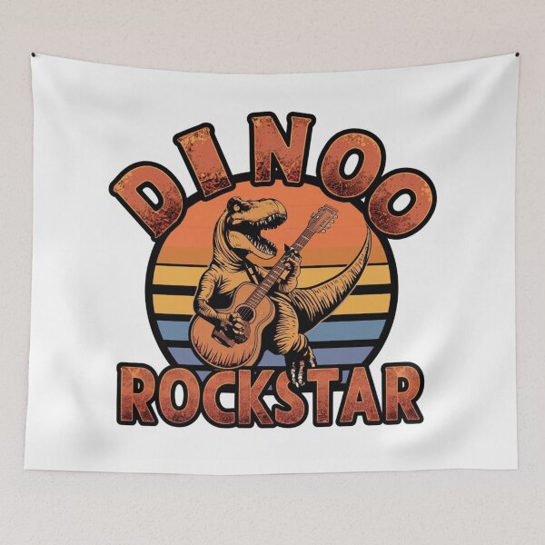 Item preview, Vintage t-shirt, with a dinosaur playing the guitar, with the lyrics "Dino Rockstar" designed and sold by gulka8.
